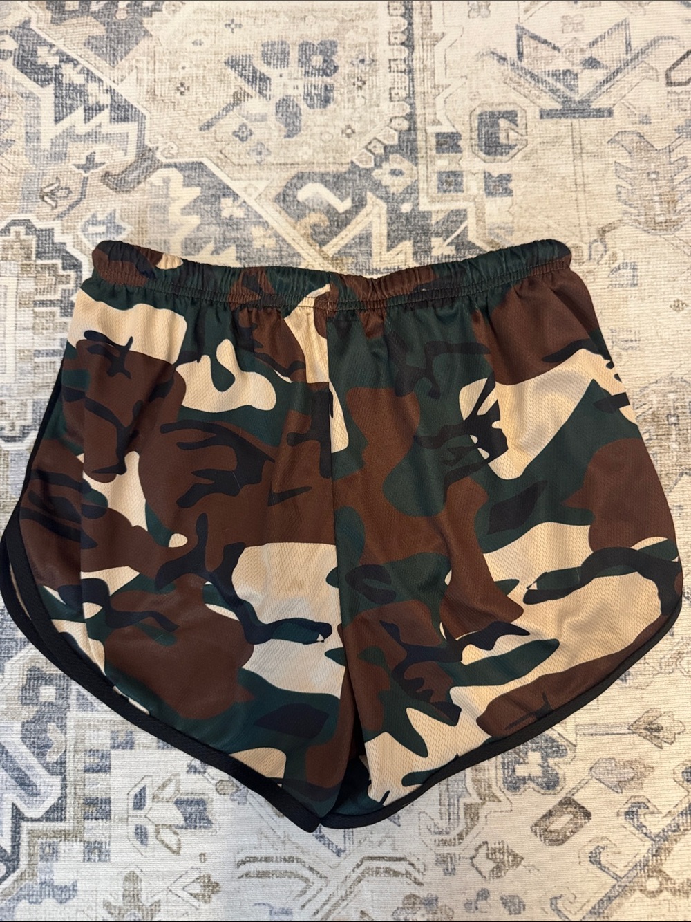 Camo Athletic Running Shorts Size Small Zip Pockets Drawstring - Picture 4 of 4